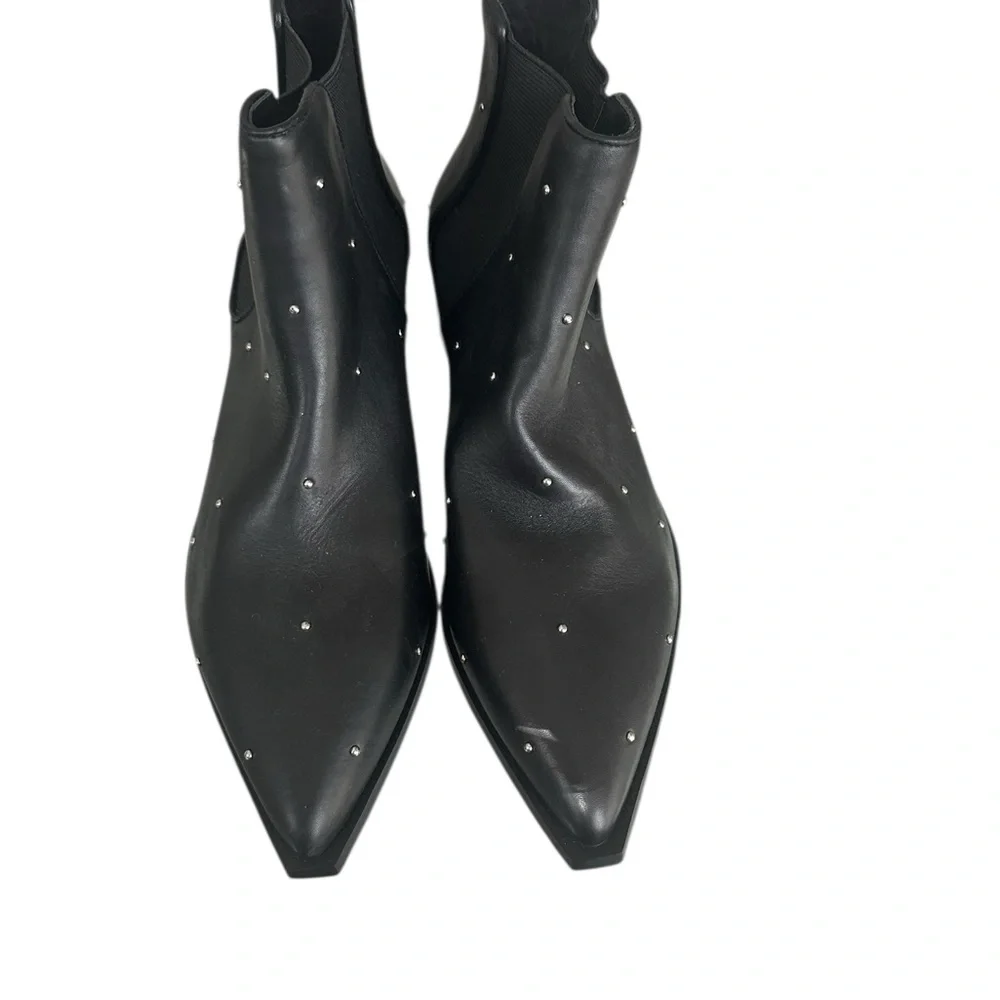 ZARA WOMENS Black Studded Ankle Boots NWOT SIZE‎ 38